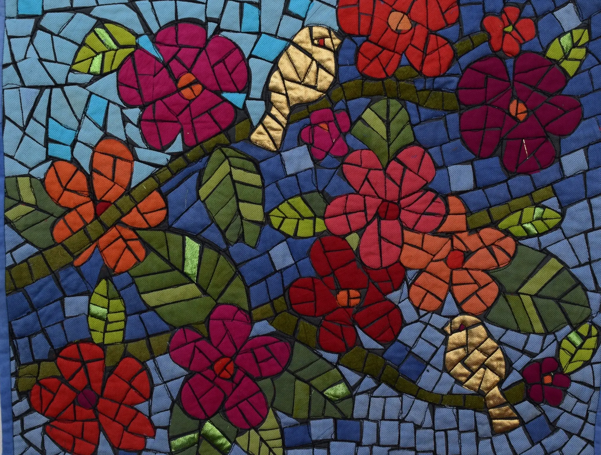 Textile Mosaic & Fabric Flowers